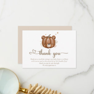 Carte De Remerciements Nous attendons à peine Petit Ours Citrouille