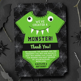 Carte De Remerciements "Nous avons créé un monstre" Baby shower Halloween