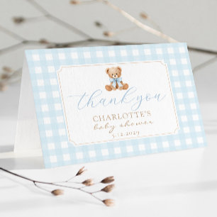 Carte De Remerciements Nous pouvons à peine attendre ours en peluche bleu