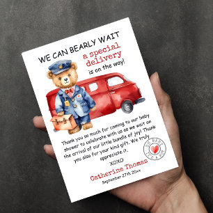 Carte De Remerciements Nous pouvons attendre avant le Baby shower de livr