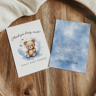Carte De Remerciements Nous pouvons attendre avant Pastel Baby shower ble