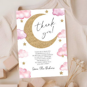 Carte De Remerciements Nous sommes au-dessus de la Lune Baby Shower Bohèm