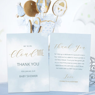 Carte De Remerciements Nous sommes sur Cloud 9 Elegant Script Baby shower