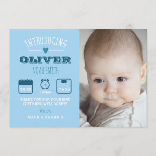 Carte De Remerciements Nouveau bébé faire-part/carte de remerciements