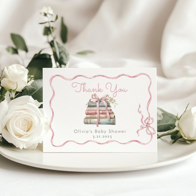 Carte De Remerciements Nouveau chapitre Baby shower de boule rose (Créateur téléchargé)