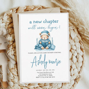 Carte De Remerciements Nouveau Chapitre Teddy bleu garçon baby shower Our