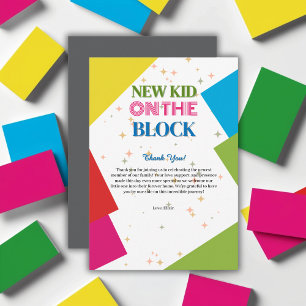 Carte De Remerciements Nouveau Gamin dans le Bloc Fête de Naissance Color