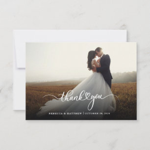 Carte De Remerciements Nouveaux mariés à la main avec une photo mariage