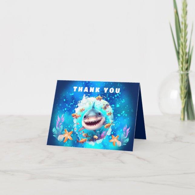 Carte De Remerciements Nouvel anniversaire du petit requin (Devant)