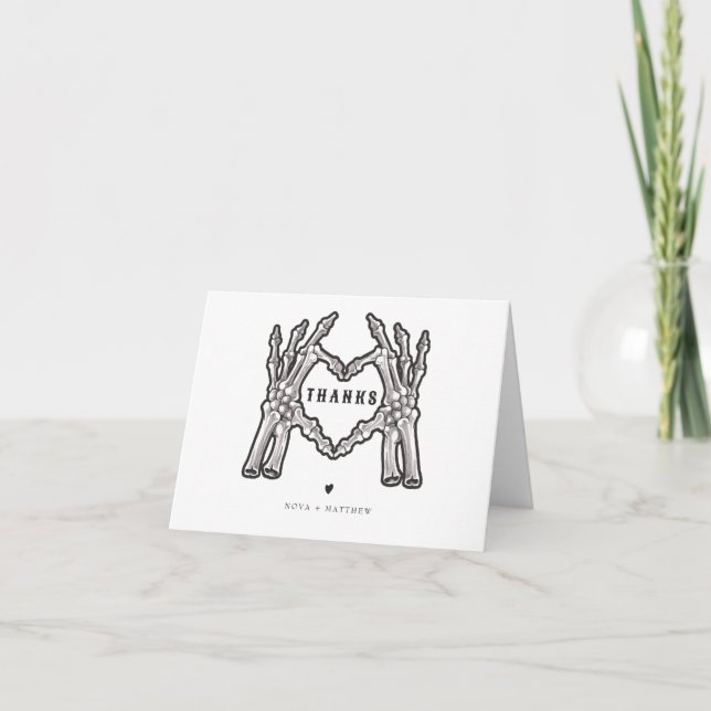 Carte De Remerciements NOVA Halloween Coeur crâne gothique Mains (Devant)