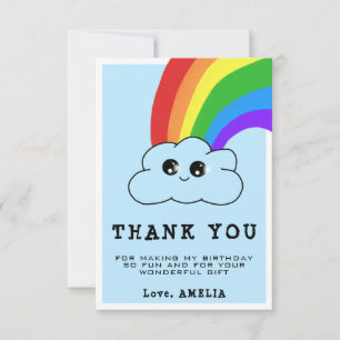 Carte De Remerciements Nuage Arc-en-ciel Kawaii Anniversaire Enfants 