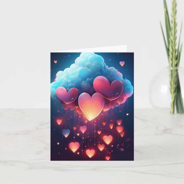 Carte De Remerciements Nuage de coeur (Devant)