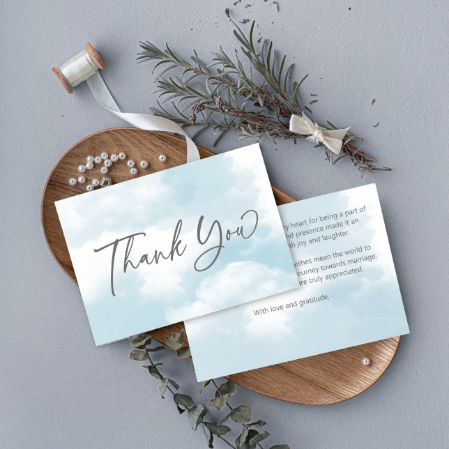 Carte De Remerciements Nuage neuf nuptiale douche pastel gris nuages (Cloud nine bridal shower pastel grey clouds thank you card bridal shower thank you card on cloud nin)