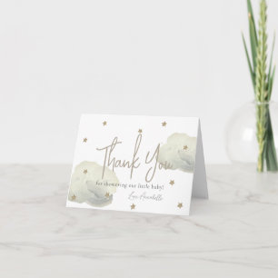 Carte De Remerciements Nuages d'or et étoiles Baby shower d'aquarelle