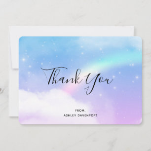 Carte De Remerciements Nuages pastel magiques et arc-en-ciel