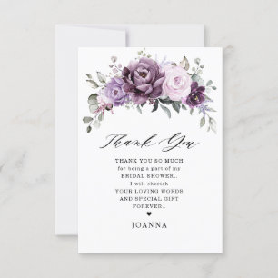 Carte De Remerciements Nuances de Dusty pourpre fleurs Moody Fête des mar