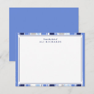 Carte De Remerciements Nuances de rayures bleues pinceauées, design aquar