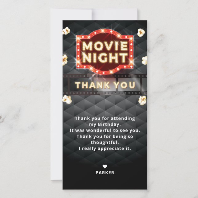 Carte De Remerciements Nuit de cinéma Luxe (Devant)