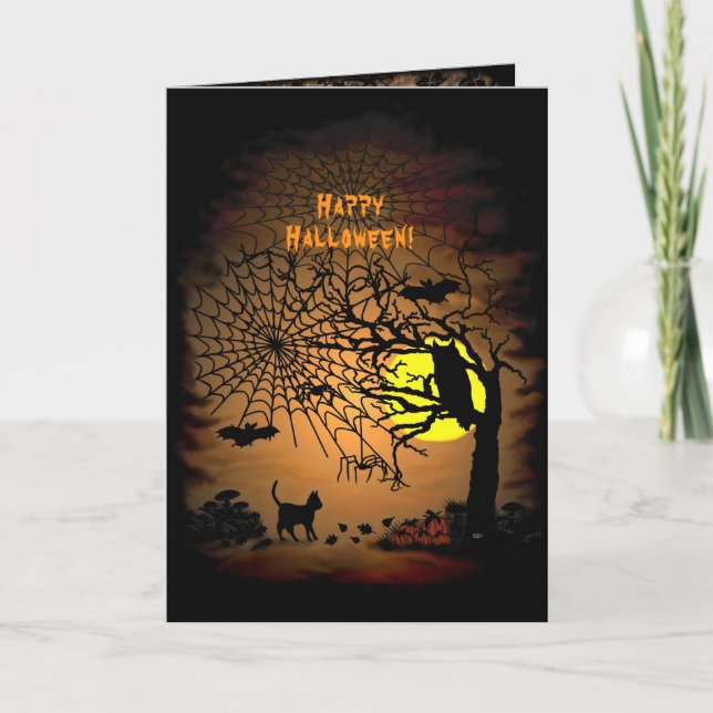 Carte De Remerciements Nuit d'Halloween, Joyeux Halloween ! (Devant)