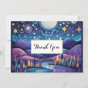 Carte De Remerciements Nuit lunaire Big Moon Landscape Party