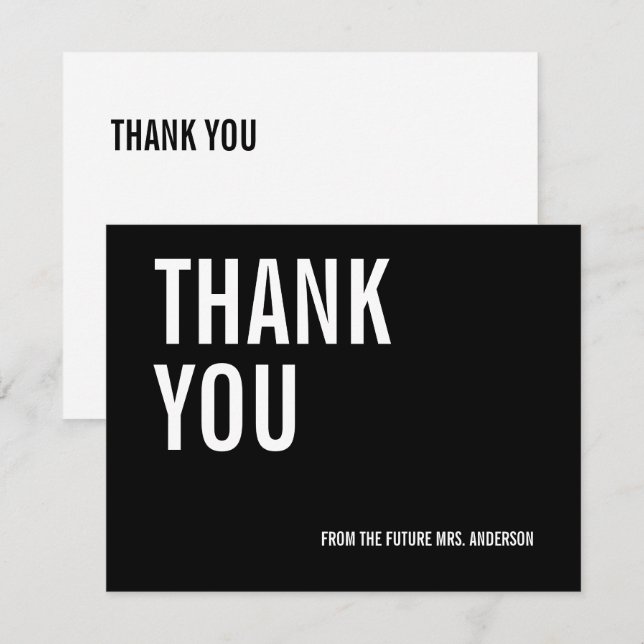 Carte de remerciements nuptiale de typographie sim (Devant / Derrière)