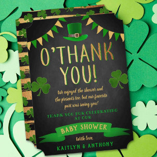 Carte De Remerciements O'Baby St. Patrick's Day Baby shower