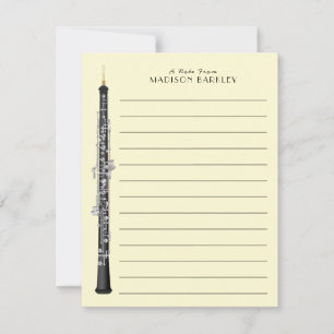 Carte De Remerciements Oboe Musicien professeur de musique