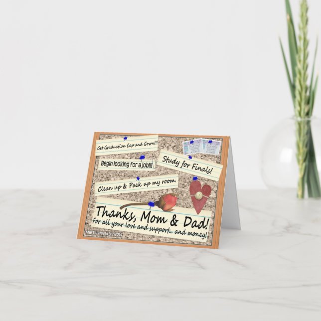 Carte De Remerciements Obtention du diplôme - mercis maman et papa - (Devant)