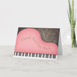 Carte De Remerciements Occasion musicale rose Grand Piano