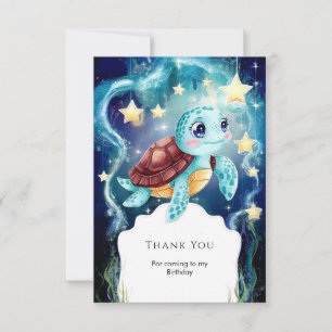 Carte De Remerciements Océan Fantaisiste Anniversaire Tortue Sous-Marine