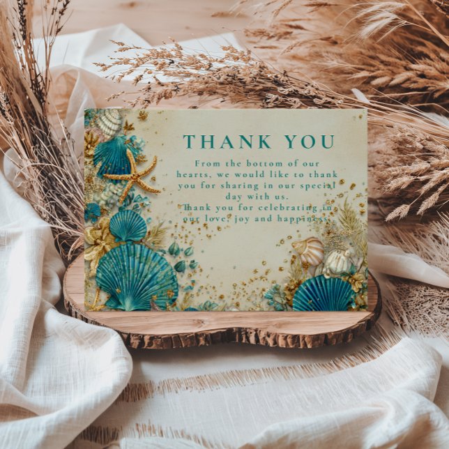 Carte De Remerciements Ocean Inspired Seashell Wedding (Créateur téléchargé)