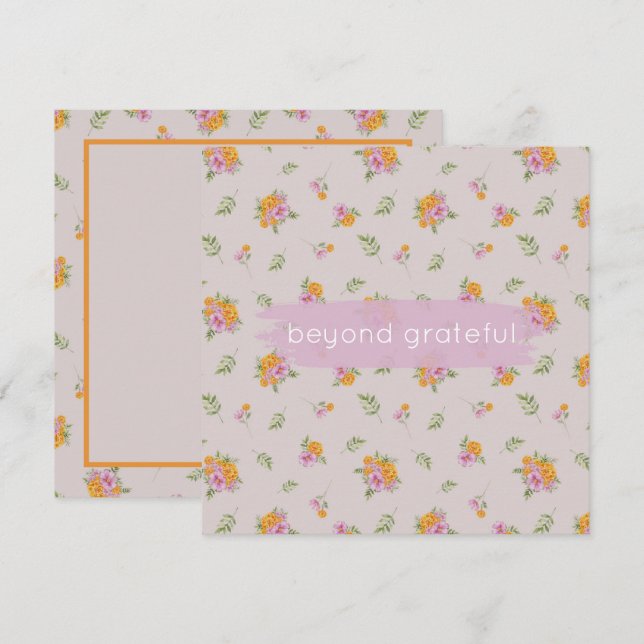 Carte De Remerciements Octobre Fleurs de naissance Marigold Cosmos Gratef (Devant / Derrière)