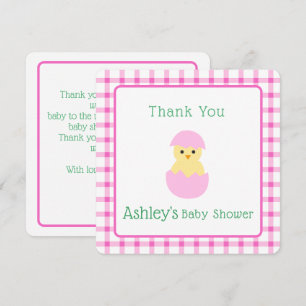 Carte De Remerciements Œuf rose petite fille Baby Shower FLAT