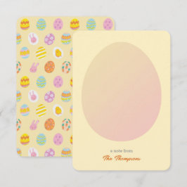 Carte De Remerciements Oeuf simple et Oeufs peints de Pâques Motif Jaune