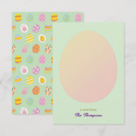 Carte De Remerciements Oeuf simple et Oeufs peints de Pâques Motif Vert