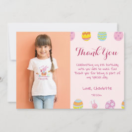 Carte De Remerciements Œufs Rose Pastel Doux Enfants Photo d'anniversaire