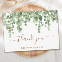 Officier Mariage du script d'or Eucalyptus vert