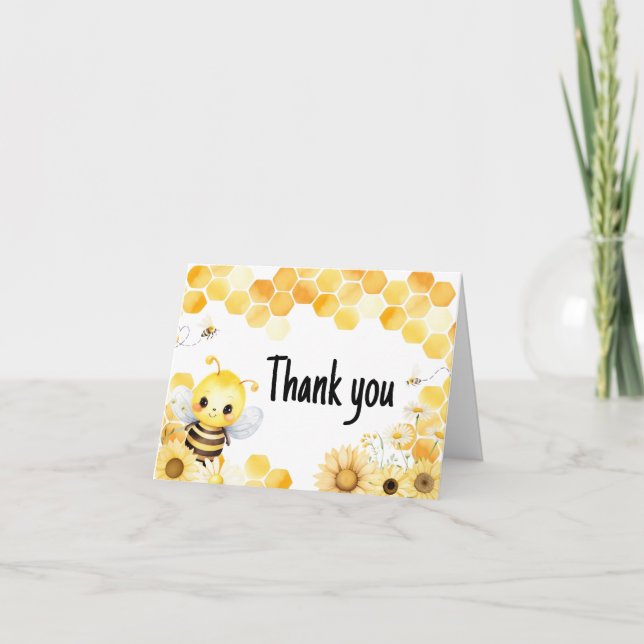 Carte De Remerciements Oh Babee Bee Baby shower (Devant)