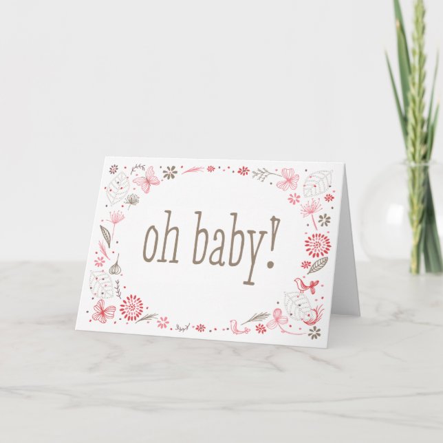 Carte De Remerciements Oh Baby doucement Blooming Pink Nature Bouquet (Devant)