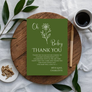 Carte De Remerciements Oh Baby Minimaliste Baby Shower Fleur de Sauvage
