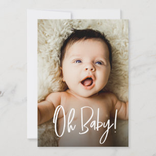Carte De Remerciements Oh Baby Nouveau-Né Photo Écriture Moderne Douche