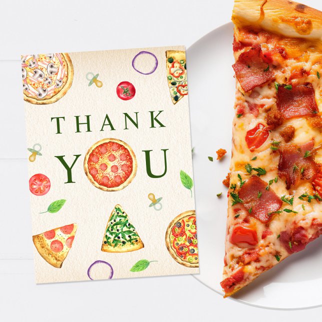 Carte De Remerciements Oh Baby Pizza + Tétines Baby Shower  (Créateur téléchargé)