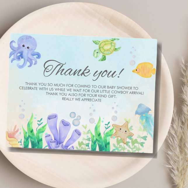 Carte De Remerciements Oh Baby Under Sea Baby Shower (Créateur téléchargé)