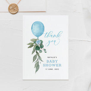 Carte De Remerciements Oh Boy Blue Balloon Baby shower de verdure