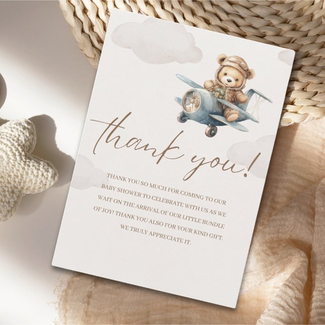 Carte De Remerciements Oh Boy,  Brown Bear Baby shower boy (Créateur téléchargé)