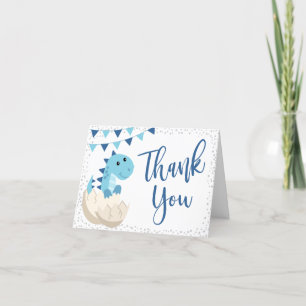 Carte De Remerciements Oh Boy Dinosaur Baby shower bleu marine