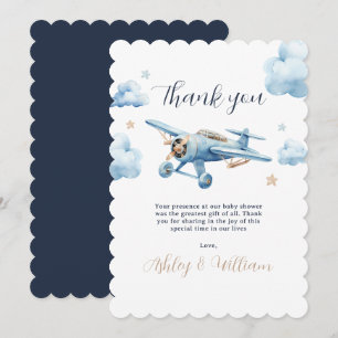 Carte De Remerciements Oh Boy! L'aventure Attend Garçon Avion Baby Shower