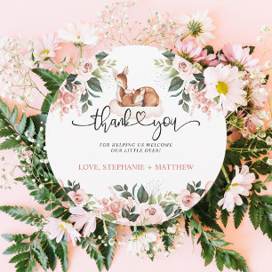 Carte De Remerciements Oh Deer Baby shower aquarelle Floral