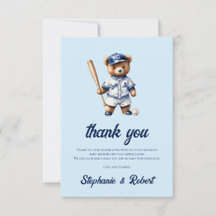 Carte De Remerciements Oh garçon Baby shower de baseball mignon ours