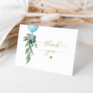 Carte De Remerciements Oh Garçon Ballon Bleu Verdure Baby Shower